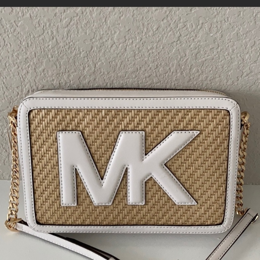 Michael Kors purse white with gold straps
